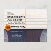 Retro Cassette tape 50e verjaardag Bewaar de datum Uitnodiging Briefkaart (Achterkant)
