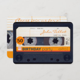 Retro Cassette tape 50e Verjaardag Feest Uitnodigi Kaart