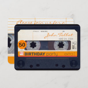 Retro Cassette tape 50e Verjaardag Feest Uitnodigi Kaart