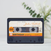 Retro Cassette tape 60e verjaardag Party uitnodigi Kaart (Staand voorkant)