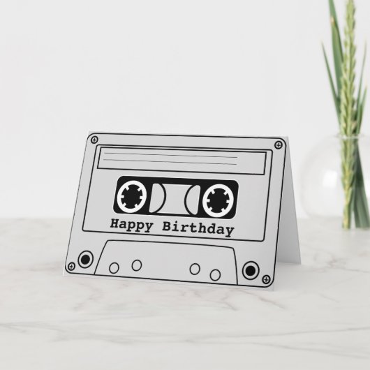Retro cassette tape 80s verjaardag muziek kaart (Voorkant)