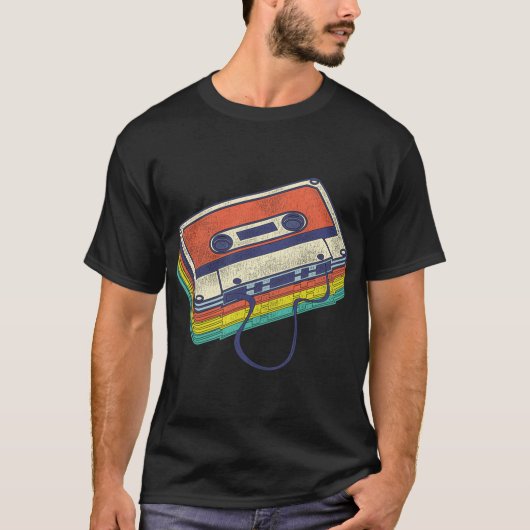 Retro Cassette Tape Design T-shirt (Voorkant)