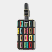 Retro Cassette Tape Pattern – Vintage Music Bagagelabel (Voorkant verticaal)