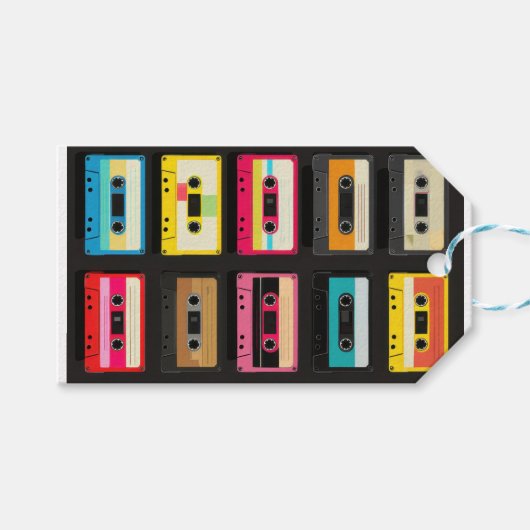 Retro Cassette Tape Pattern – Vintage Music Cadeaulabel (Voorkant (Horizontaal))