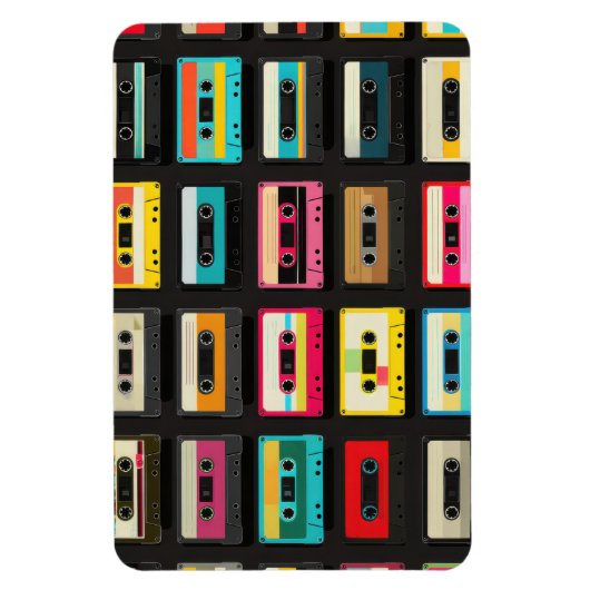 Retro Cassette Tape Pattern – Vintage Music Magneet (Verticaal)