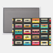 Retro Cassette Tape Pattern – Vintage Music Magneet (Voorkant / Achterkant)