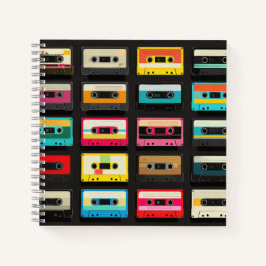 Retro Cassette Tape Pattern – Vintage Music  Notitieboek
