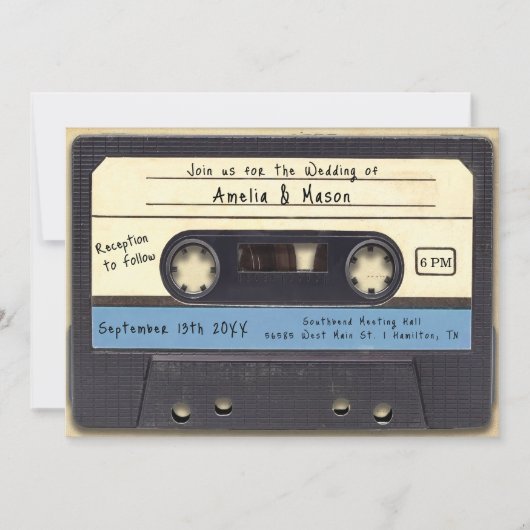 Retro Cassette Tape Wedding Invitation Kaart (Voorkant)