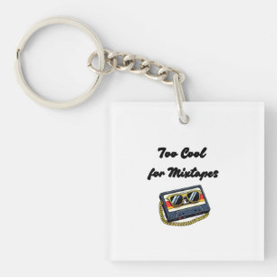 Retro Cassette Tape with Gold Chain and Sunglasses Sleutelhanger