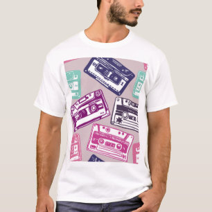 Retro cassette tapes, met de hand getekend patroon t-shirt
