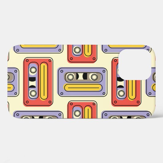Retro cassette tapes: naadloos patroon. Case-Mate iPhone case (Achterkant (horizontaal))