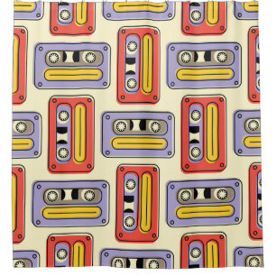 Retro cassette tapes: naadloos patroon. douchegordijn