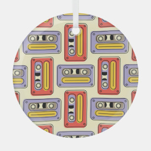 Retro cassette tapes: naadloos patroon. glas ornament
