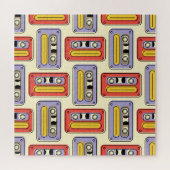Retro cassette tapes: naadloos patroon. legpuzzel (Horizontaal)