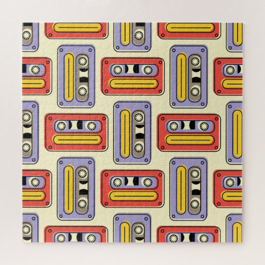 Retro cassette tapes: naadloos patroon. legpuzzel (Horizontaal)