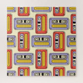 Retro cassette tapes: naadloos patroon. legpuzzel (Verticaal)