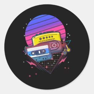 Retro Cassette Vaporwave 80s 90s  muziek Ronde Sticker