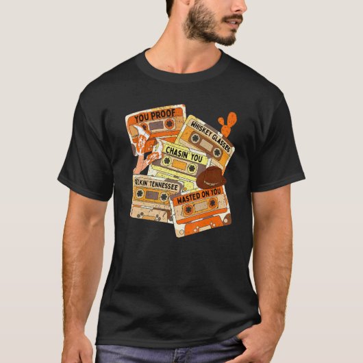 Retro Cassette Wasted On You Proof Western Country T-shirt (Voorkant)