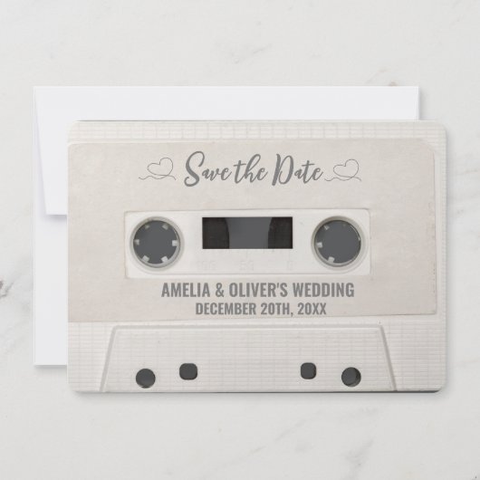 Retro Cassette Wedding sparen de Datum Kaart (Voorkant)