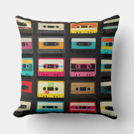 Retro Cassetteband Patroon – Vintage Muziek Kussen