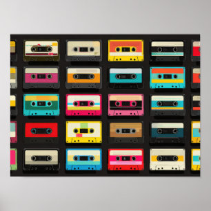 Retro Cassetteband Patroon – Vintage Muziek Poster
