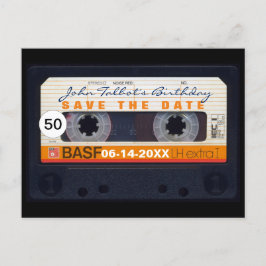 Retro Cassettebandje 50e verjaardag Bewaar de datu Aankondigingskaart