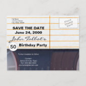 Retro Cassettebandje 50e verjaardag Bewaar de datu Aankondigingskaart (Achterkant)