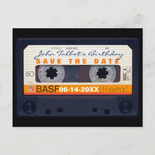 Retro Cassettebandje 60e verjaardag Bewaar de datu Aankondigingskaart (Voorkant)