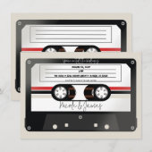 Retro Cassettebandje Beige Grey 80's 90's Wedding Kaart (Voorkant / Achterkant)