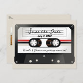 Retro Cassettebandje Beige Grey 90's Save the Date Aankondigingskaart (Voorkant / Achterkant)