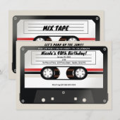 Retro Cassettebandje Beige Grey 90's verjaardagsfe Kaart (Voorkant / Achterkant)