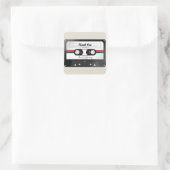 Retro Cassettebandje Beige Grey Wedding Vierkante Sticker (Tas)
