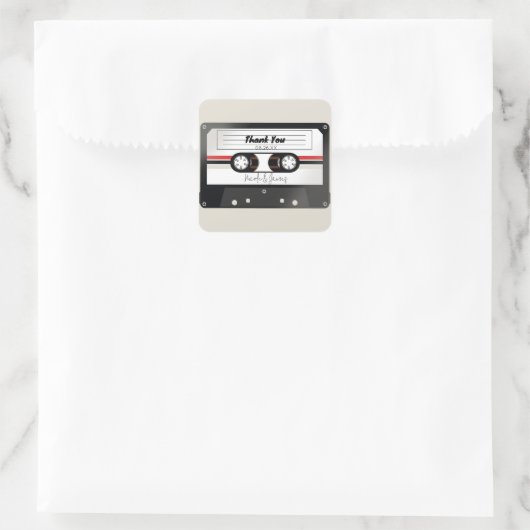 Retro Cassettebandje Beige Grey Wedding Vierkante Sticker (Tas)