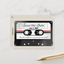 Retro Cassettebandje Beige Grijs 90's Save the Dat Aankondigingskaart