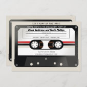 Retro Cassettebandje Beige Grijs 90's Verloving Kaart (Voorkant / Achterkant)
