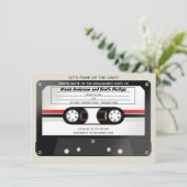 Retro Cassettebandje Beige Grijs 90's Verloving Kaart (Staand voorkant)