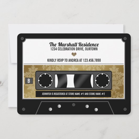 Retro Cassettebandje Bridal Shower Uitnodiging (Achterkant)