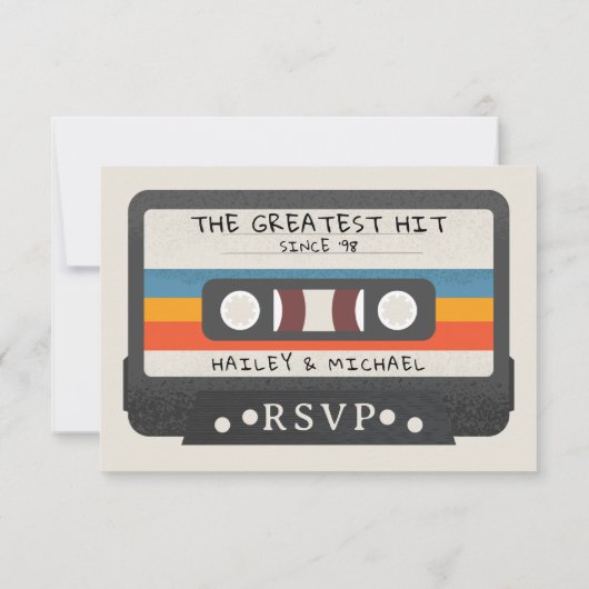 Retro Cassettebandje De Grootste Hit Bruiloft RSVP (Achterkant)