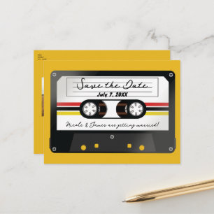 Retro Cassettebandje Geel 90's Save the Date Aankondigingskaart