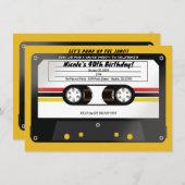 Retro Cassettebandje Geel 90's Verjaardagsfeest Kaart (Voorkant / Achterkant)