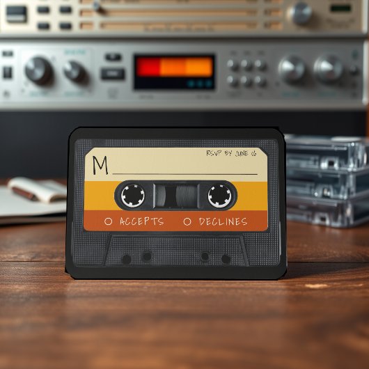 Retro Cassettebandje gestreept RSVP Kaartje