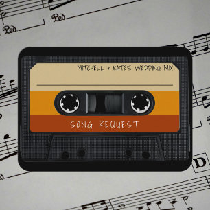 Retro Cassettebandje Gestreepte Trouwlied Aanvraag Informatiekaartje