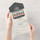  Retro Cassettebandje Grootste Hit Bruiloft All In One Uitnodiging (Afscheurbaar)