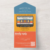 Retro Cassettebandje Grootste Hit Bruiloft All In One Uitnodiging (Binnen)