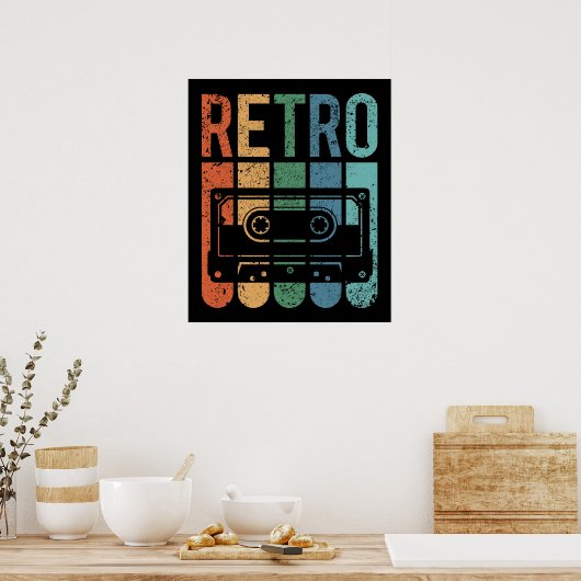Retro-Cassettebandje (Grunge-effect) Poster (Keuken)