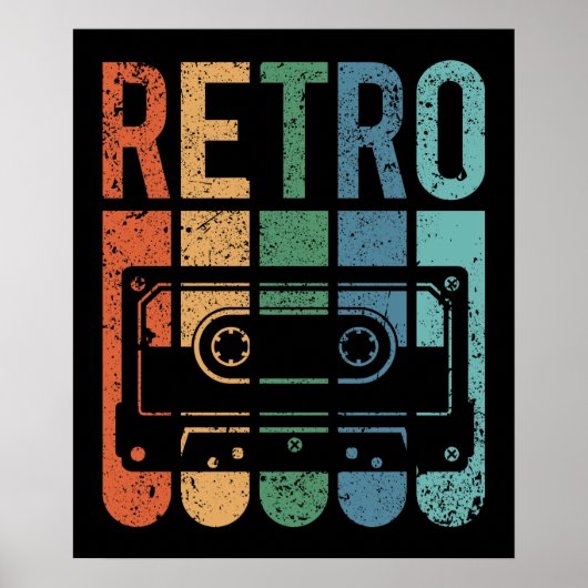 Retro-Cassettebandje (Grunge-effect) Poster (Voorkant)