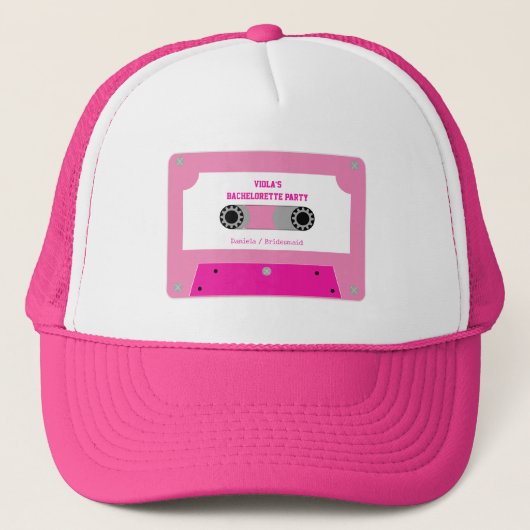 Retro Cassettebandje Heet Roze Bachelorette Party Trucker Pet (Voorkant)