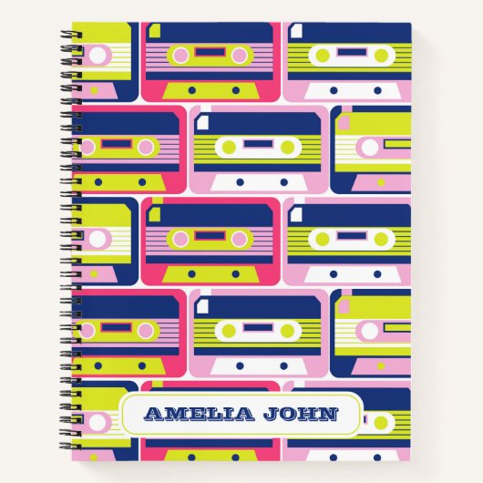 Retro Cassettebandje Kleurrijke Custom Notitieboek (Voorkant)