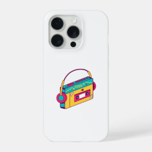 Retro Cassettebandje Met Koptelefoon 80s 90s Muzie iPhone 15 Pro Case