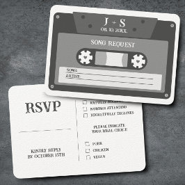 Retro Cassettebandje Mix Song Aanvraag RSVP Informatiekaartje